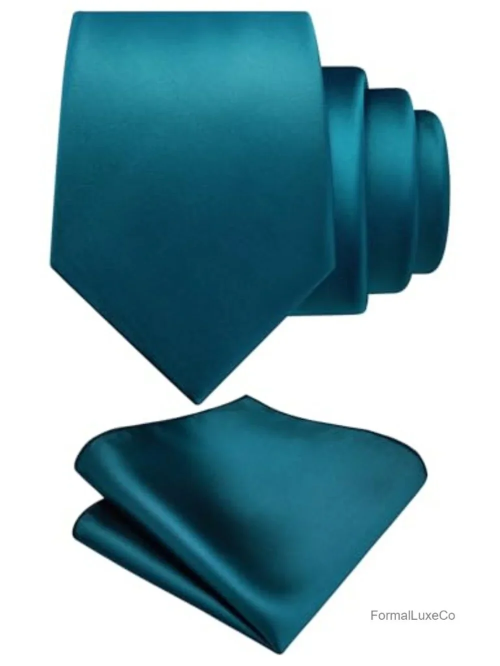 Mens Tie & Pocket Square Set - Silk Blend Solid Necktie with Gift Box, Formal